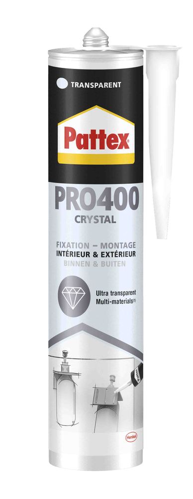 Colle polymère universelle PRO400 Crystal Fixation Invisible 290 g, ultra-résistante