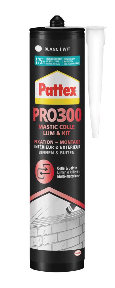 Mastic Colle PRO300 Fixation Blanc 410 g en cartouche