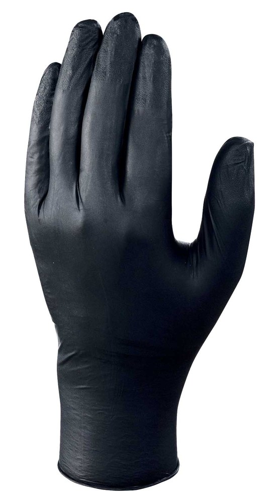 Gants jetables en nitrile noir ambidextres, boîte de 100 pour bricolage et protection.