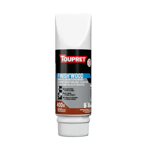 Enduit de lissage blanc Finish'Wood 400 g pour finition des murs intérieurs