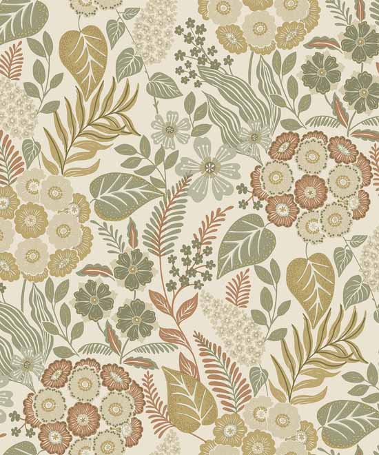Papier peint vinyle sur intissé A76602 motif Alice vert, rouleau de 10.05 x 0.53 m