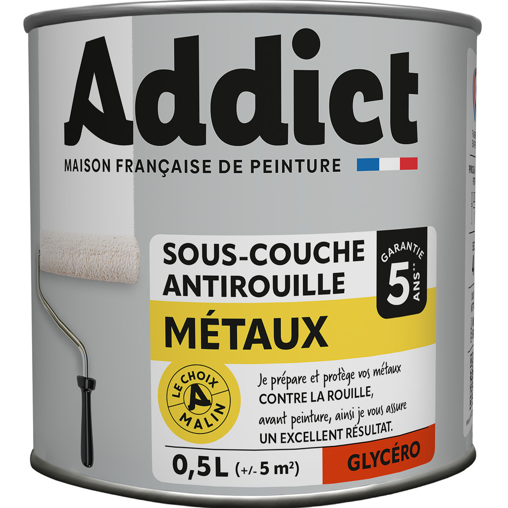 Sous-couche Antirouille Métaux, pot de peinture protectrice pour surfaces métalliques intérieures