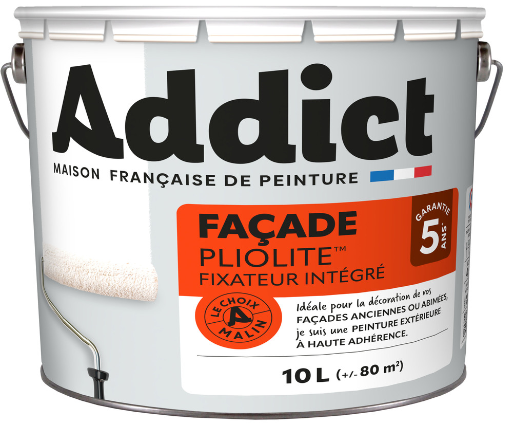 Peinture façade Addict Pliolite Mat 10L pour murs extérieurs