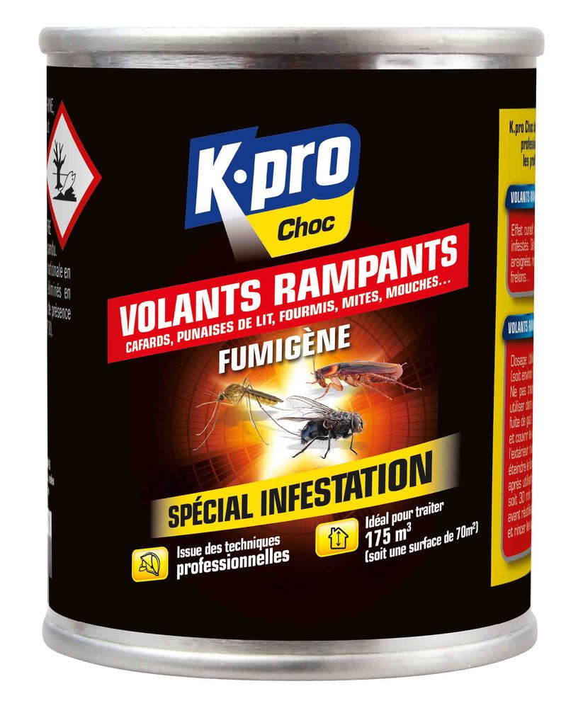 Fumigène insecticide Anti Volants et Rampants 70 m² pour éliminer tous insectes volants et rampants en intérieur