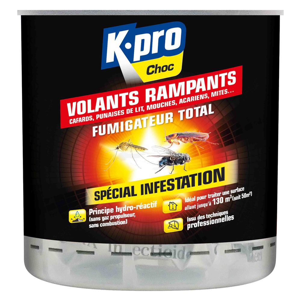 Fumigateur insecticide Total Volants et Rampants 50 m² 10 g, solution antinuisibles efficace contre tous les insectes.