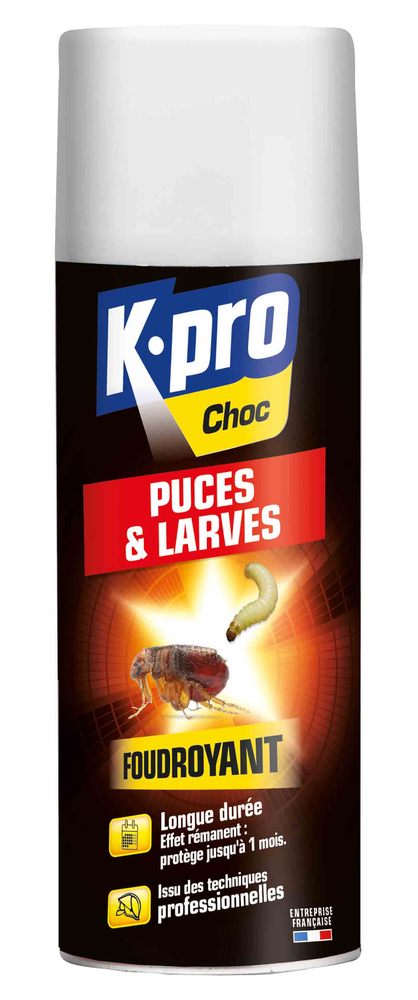 Flacon aérosol insecticide Anti Puces et Larves TP18, 400 ml, pour la maison