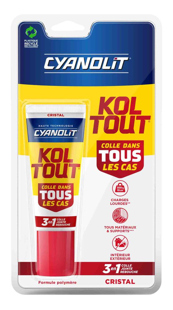 Colle polymère universelle Koltout 3en1 Cristal en tube de 50 ml pour tous matériaux