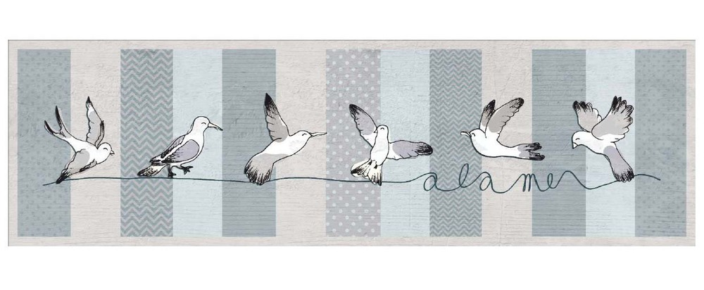 Tapis de sol décoratif Velvet Ocean bleu velours 45 x 150 cm