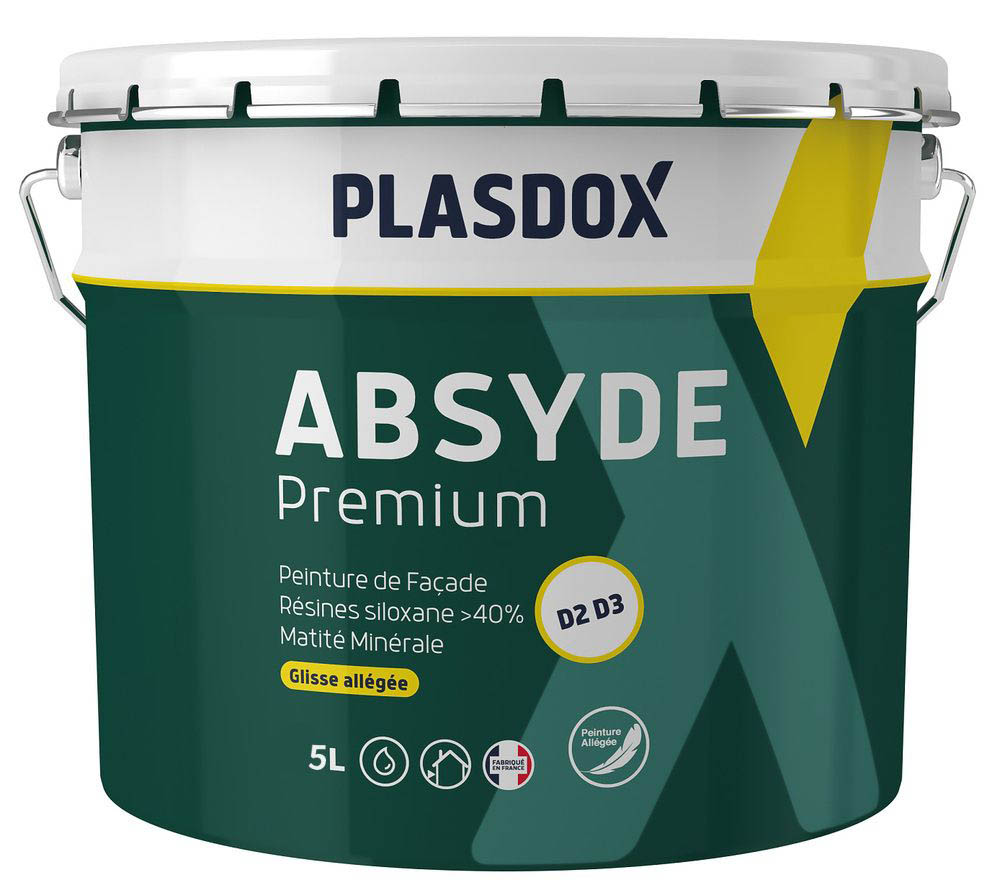 Peinture de façade Absyde Premium finition semi-épais D3 pour protection et rénovation des murs extérieurs