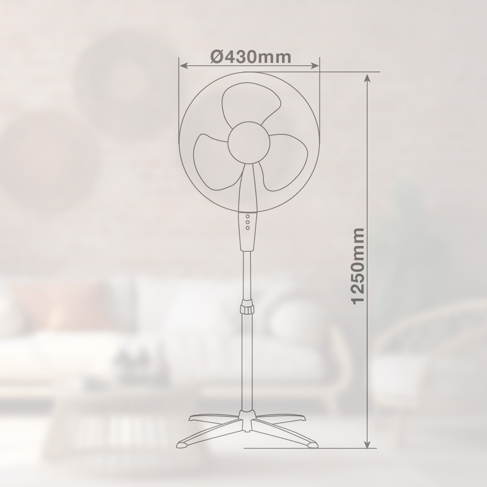 Ventilateur sur Pied Ø43 cm 45W 3 Vitesses Avec Télécommande