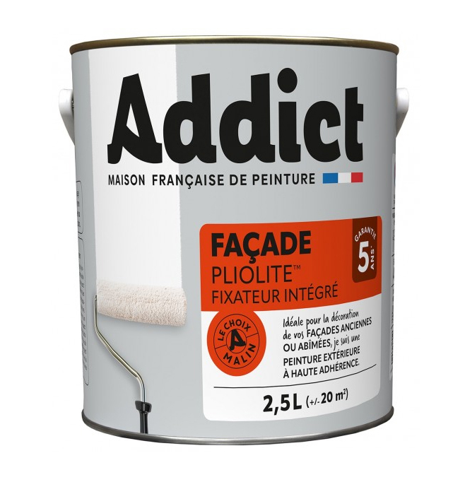 Peinture façade Addict Pliolite Mat 2.5L haute résistance aux intempéries