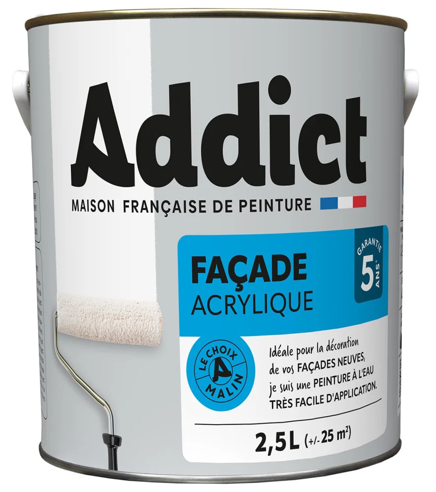 Peinture façade Addict Acrylique Mat Velouté 2.5L résistante aux intempéries pour murs extérieurs