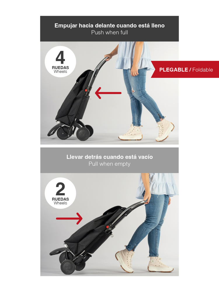 Poussette de Marché Pliable I-Max MF 4L 4 Roues - 2 Pliantes 43L