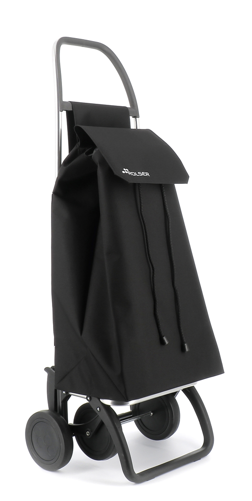Poussette de marché noire Saquet LN à 4 roues, capacité 43 litres, avec sac en tissu résistant
