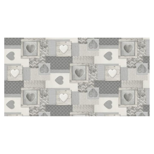 Toile cirée au métrage Déco Bisous motif baisers 140 cm x 20 m, imperméable et facile d'entretien.