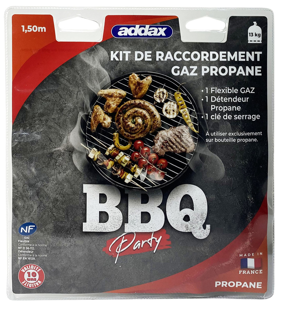 Kit propane BBQ Party avec flexible gaz de 1.50 m, détendeur et clé de serrage