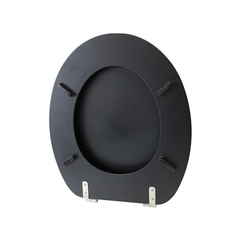 Abattant WC MDF Noir Mat Charnières Inox