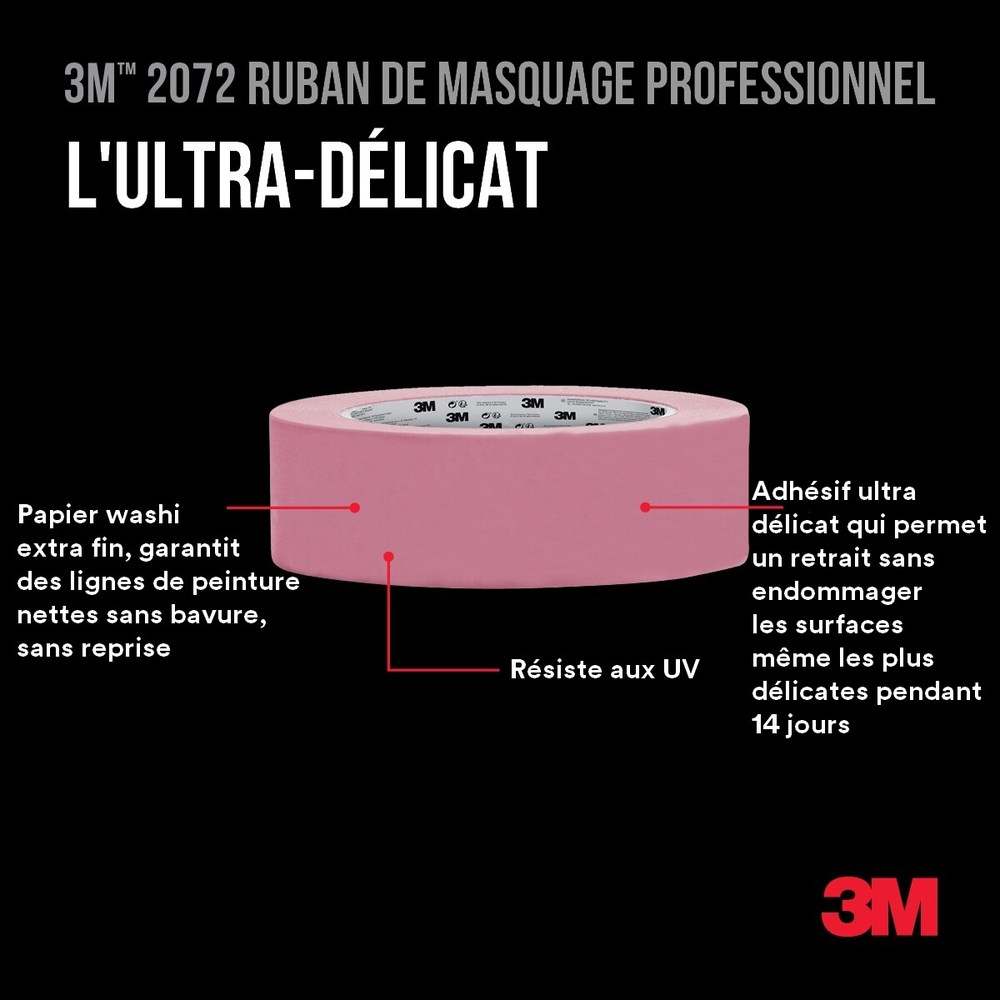2072 Ruban de Masquage Rose Surfaces Délicates 50 m x 36 mm