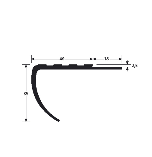 Nez de Marche PVC N35D Droit Brun 2.5 mm x 3 m