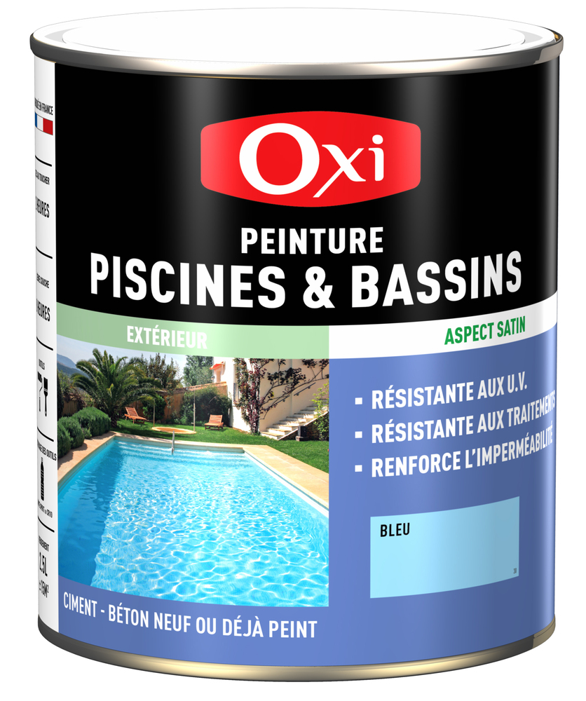 Pot de peinture Piscine et Bassin Solvantée 2.5L, haute résistance au chlore et aux UV.