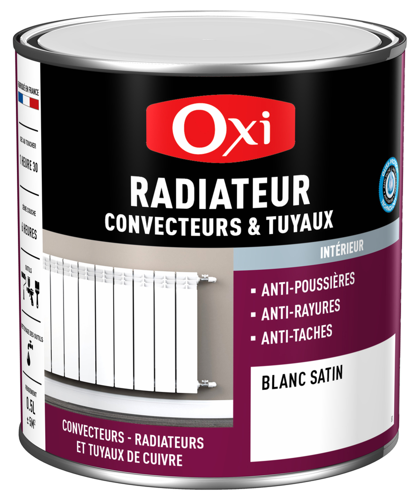 Peinture Radiateur Convecteur et Tuyaux Satin 0.5L résistante aux hautes températures
