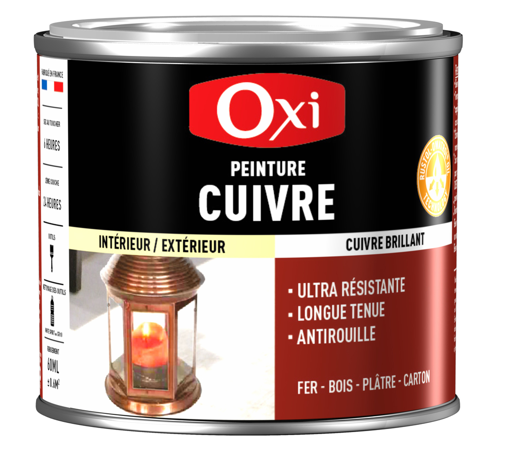 Pot de peinture OXI cuivre brillante pour dorures et décoration