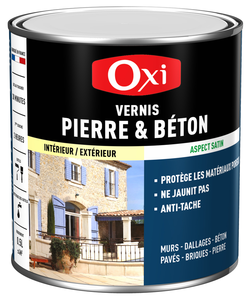 Vernis Pierre et Béton Protecteur Antitache en bidon, pour sols et murs intérieurs et extérieurs