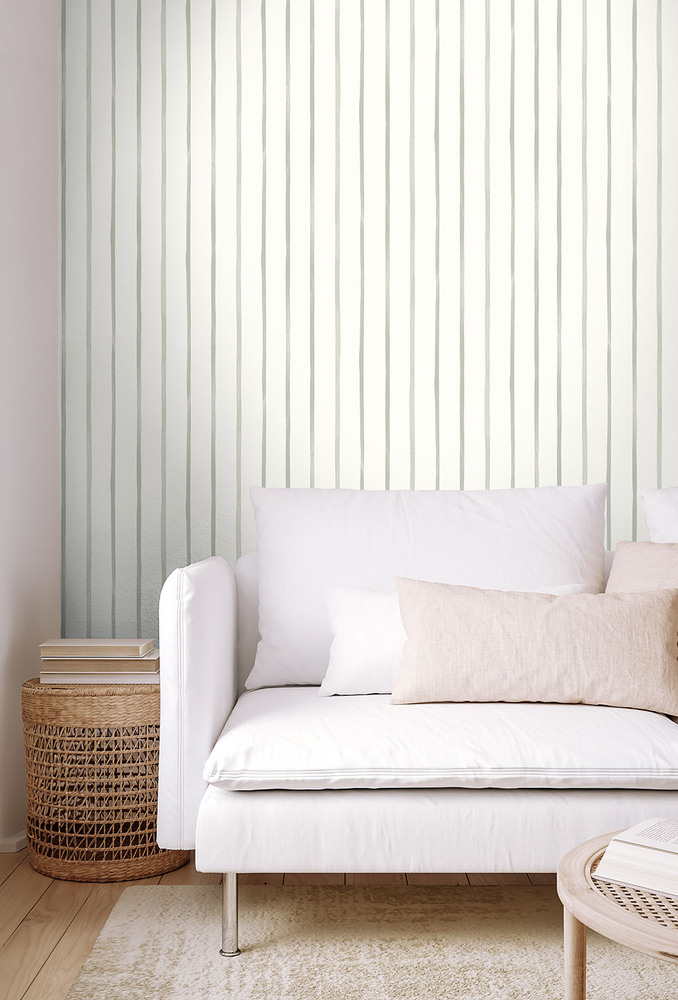 11250104 - Papier Peint Vinyle Sur Intissé Rayure Léonie Vert