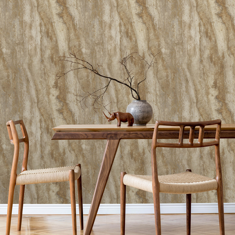 A81703 - Papier Peint Vinyle Intissé Structured Marble Marron