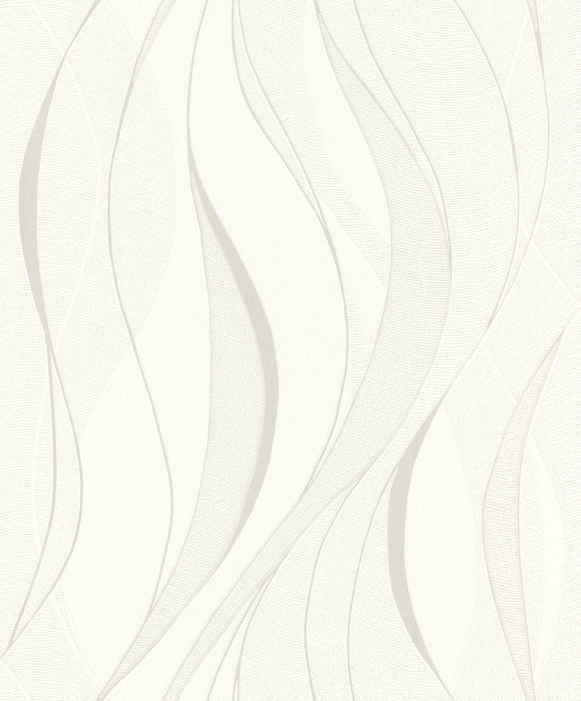 Papier peint vinyle motif vagues blanc gris argenté, lavable et résistant