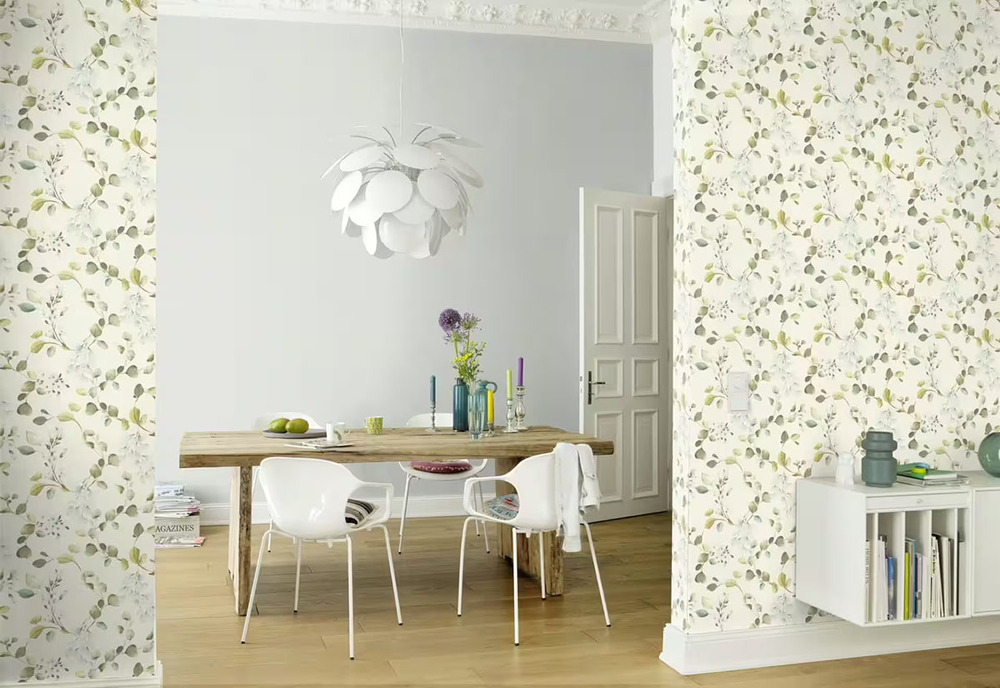 582222 - Papier Peint Vinyle Motif Fleurs Bleu