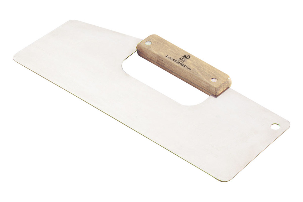 Couteau à maroufler lame inox et manche bois pour l'application d'enduit