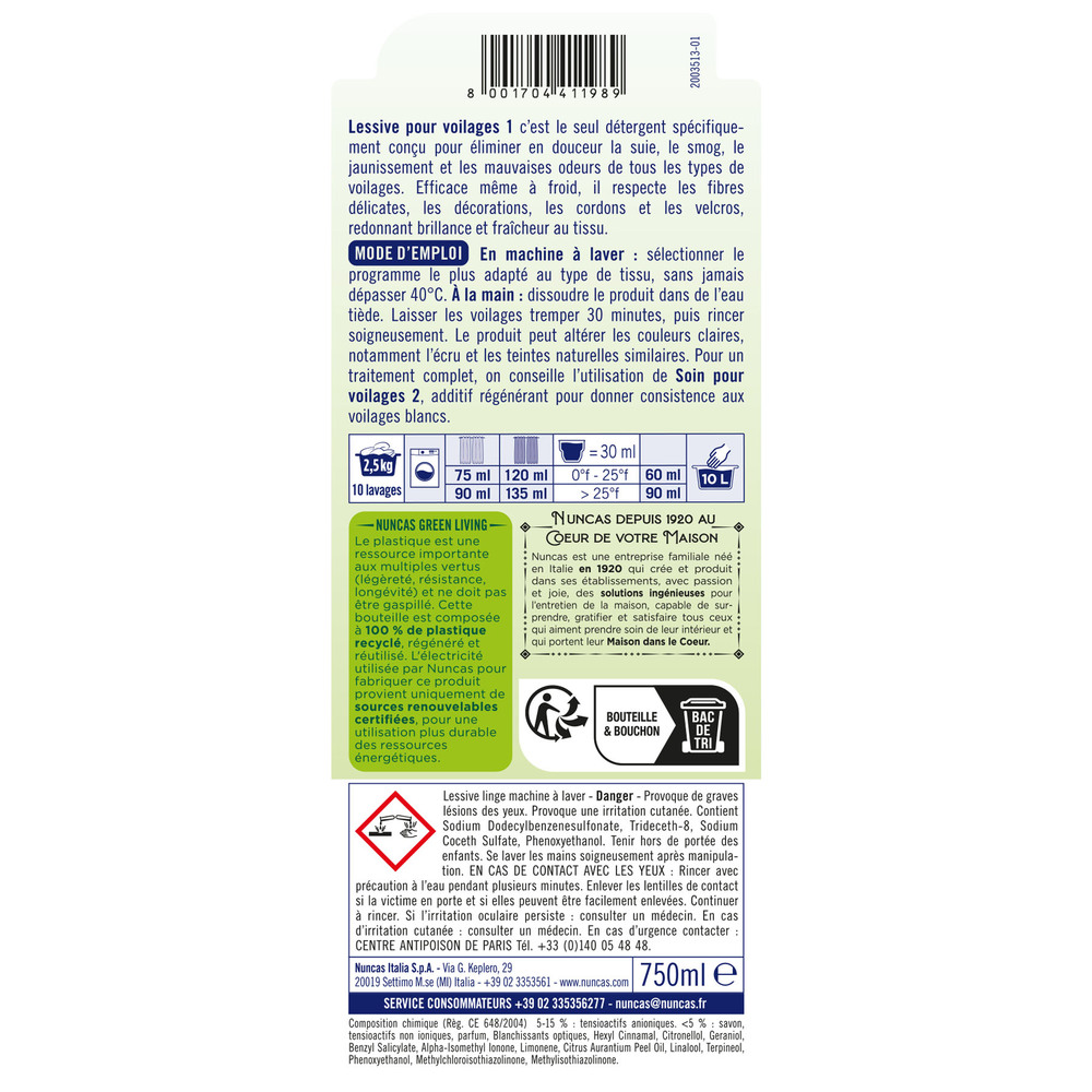Lessive Voilages Blancs 1 Flacon 750 ml