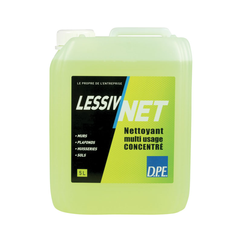 Nettoyant multi-usage concentré Lessiv'Net en bidon pour l'entretien professionnel des surfaces.