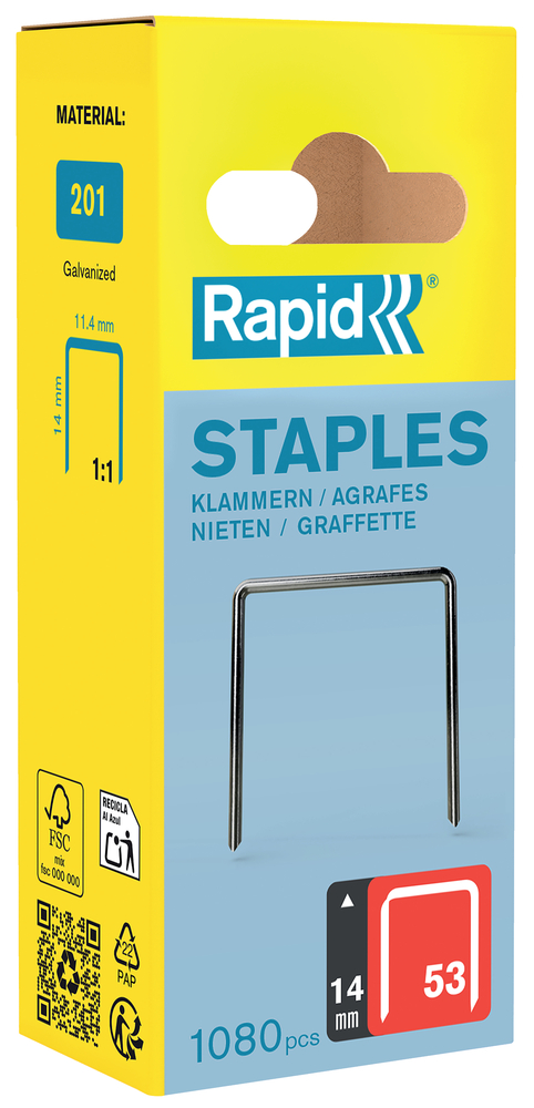 Agrafes 53 haute performance galvanisées 14 mm pour agrafeuse