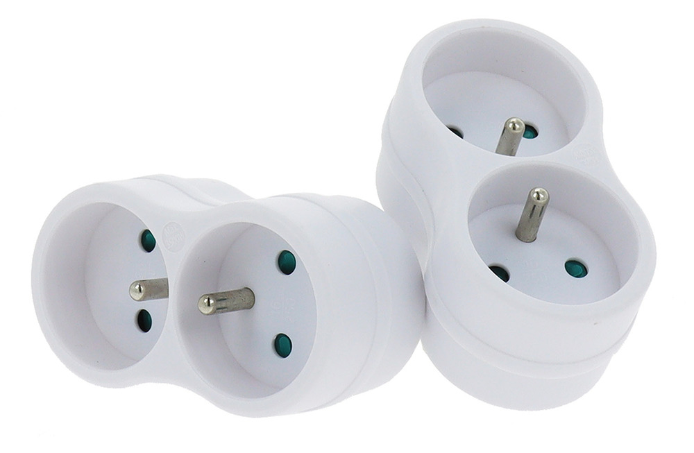 Multiprises 2 x 16A Blanches Lot de 2