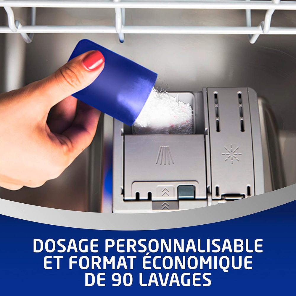 Démonstration du dosage personnalisable de la poudre SUN dans le compartiment du lave vaisselle