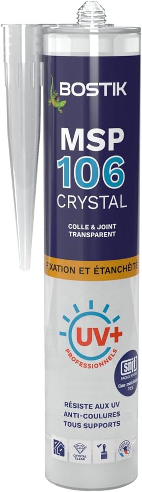 Mastic colle MSP 106 Invisible en cartouche 290 ml pour fixation multi-matériaux
