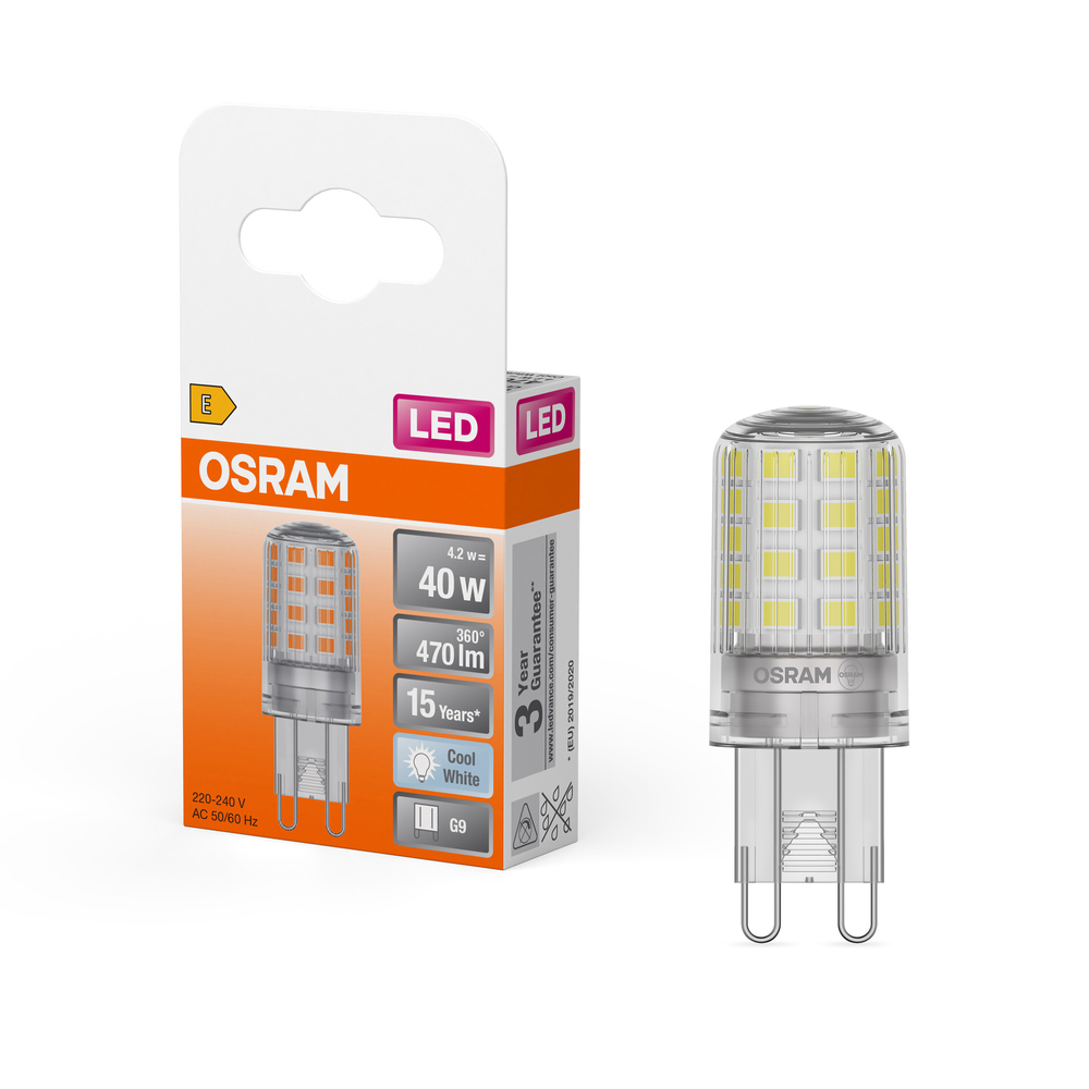 Ampoule LED Osram G9 capsule transparente blanc froid équivalent 40W
