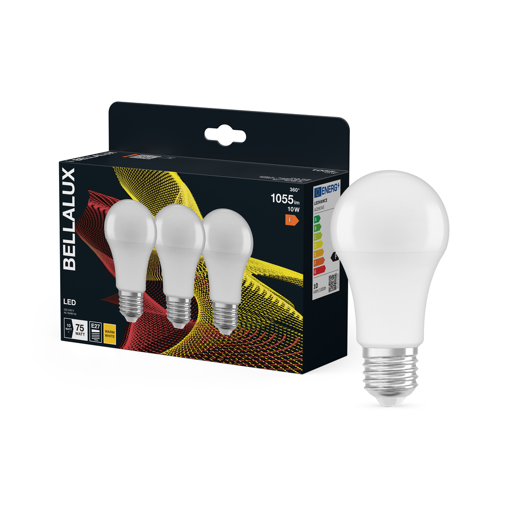 Ampoule LED Bellalux E27 forme classique opale blanc chaud équivalent 75W lot de 3