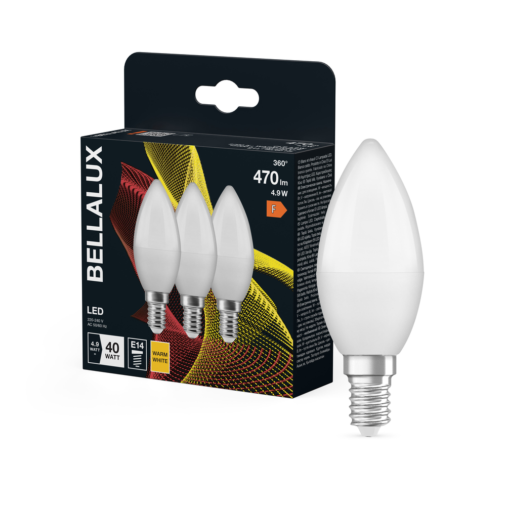 Ampoule LED Bellalux E14 flamme opale blanc chaud équivalent 40W lot de 3