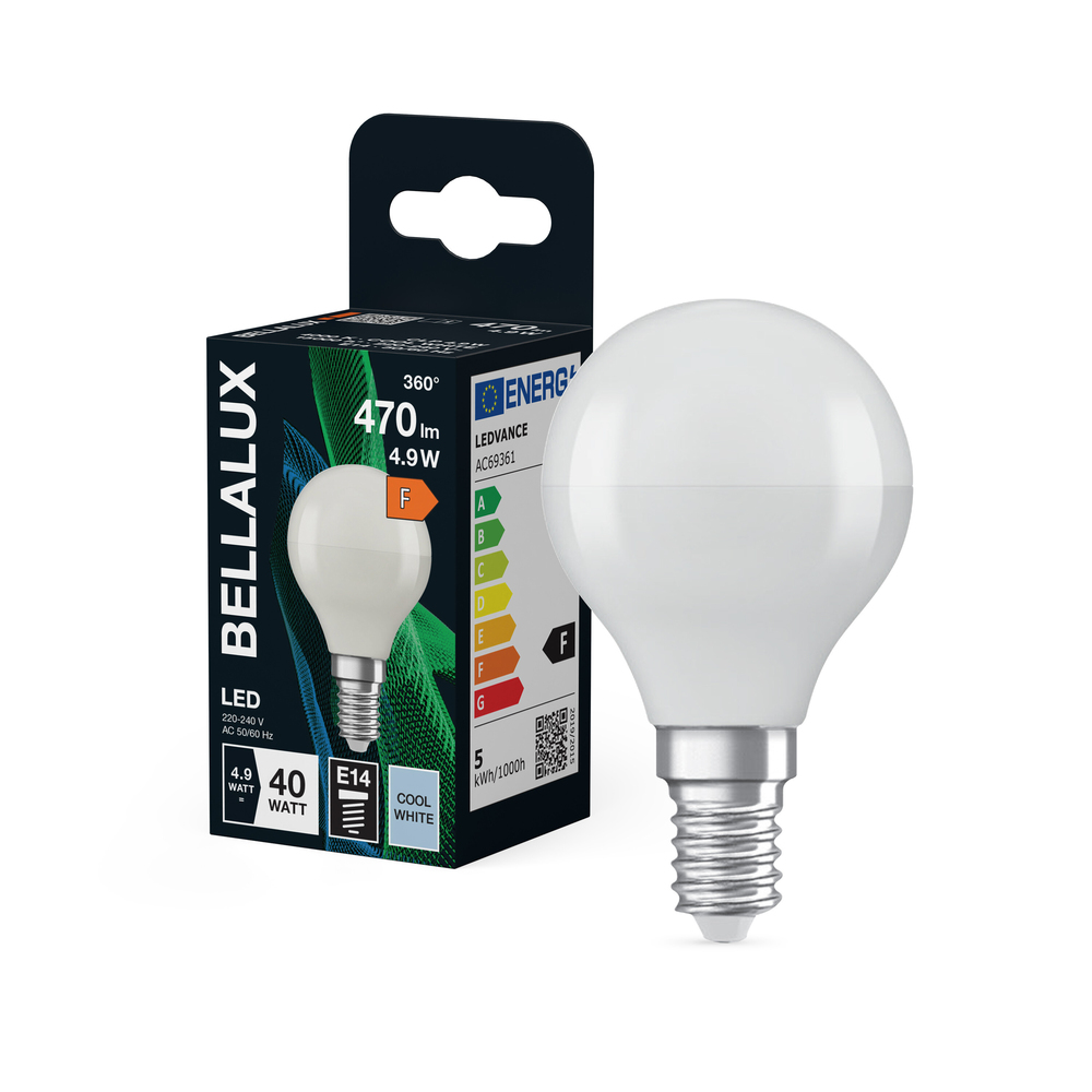 Ampoule LED Bellalux E14 goutte opale blanc froid équivalent 40W