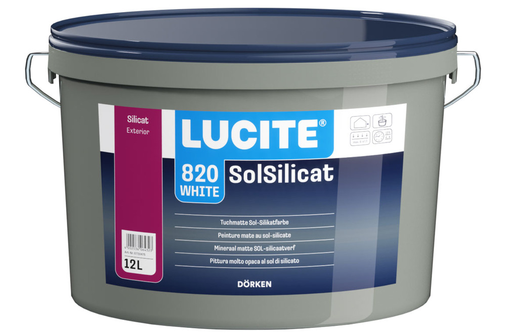 Pot de peinture pour façade Lucite 820 SolSilicat blanc de 12L