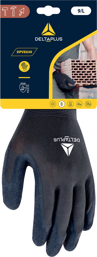 Gant de protection Delta Plus VV910 anti-impact et anti-coupure haute visibilité jaune et noir avec paume renforcée.