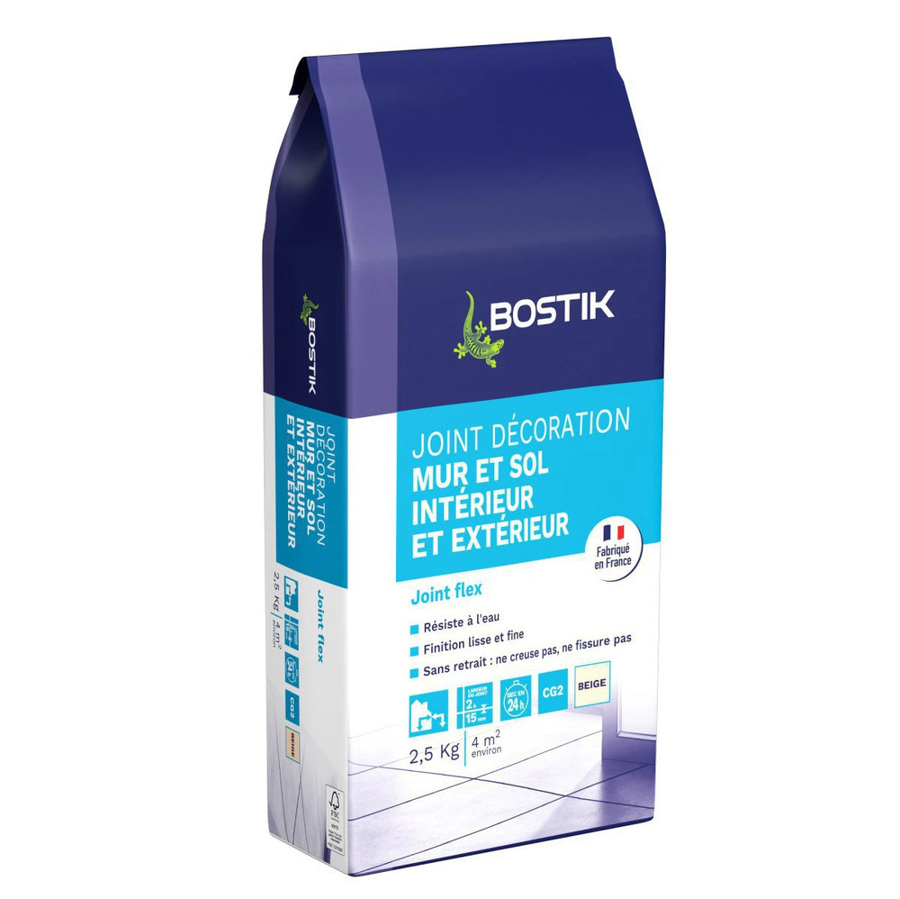Sac de 2.5kg de joint carrelage décoration mur et sol Bostik