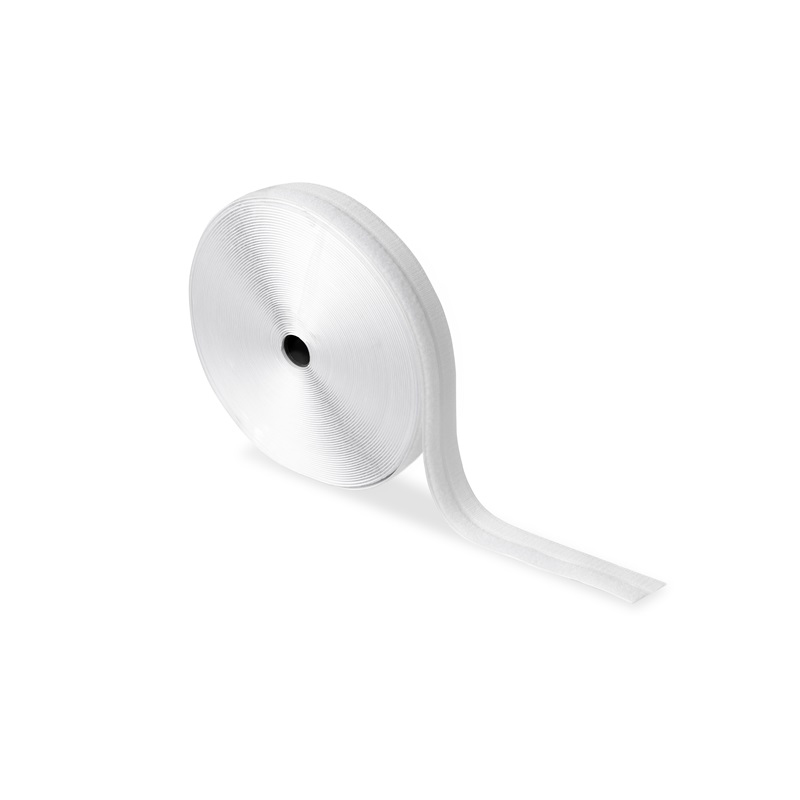 Rouleau de bande auto-agrippante scratch blanc.