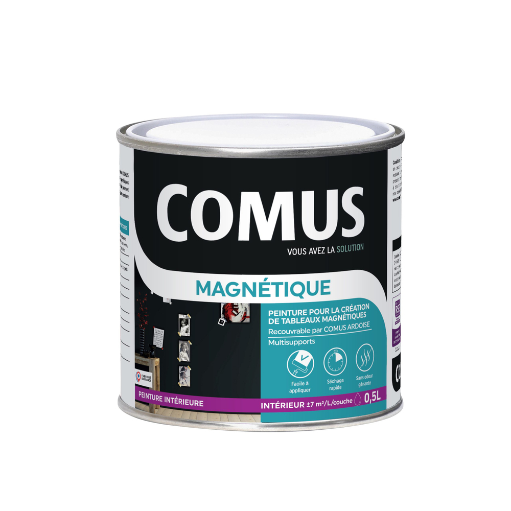 Pot de peinture Comus Magnétique noire de 0,5L pour la création de tableaux magnétiques en intérieur.