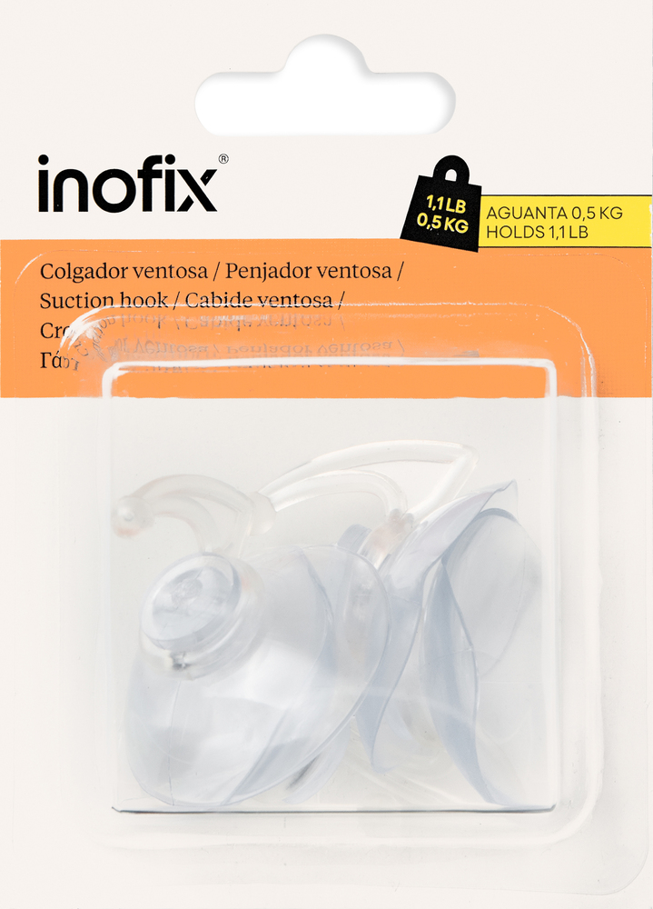 Crochet ventouse plastique transparent lot de 4, diamètre 42 mm, idéal pour cuisine et salle de bain.