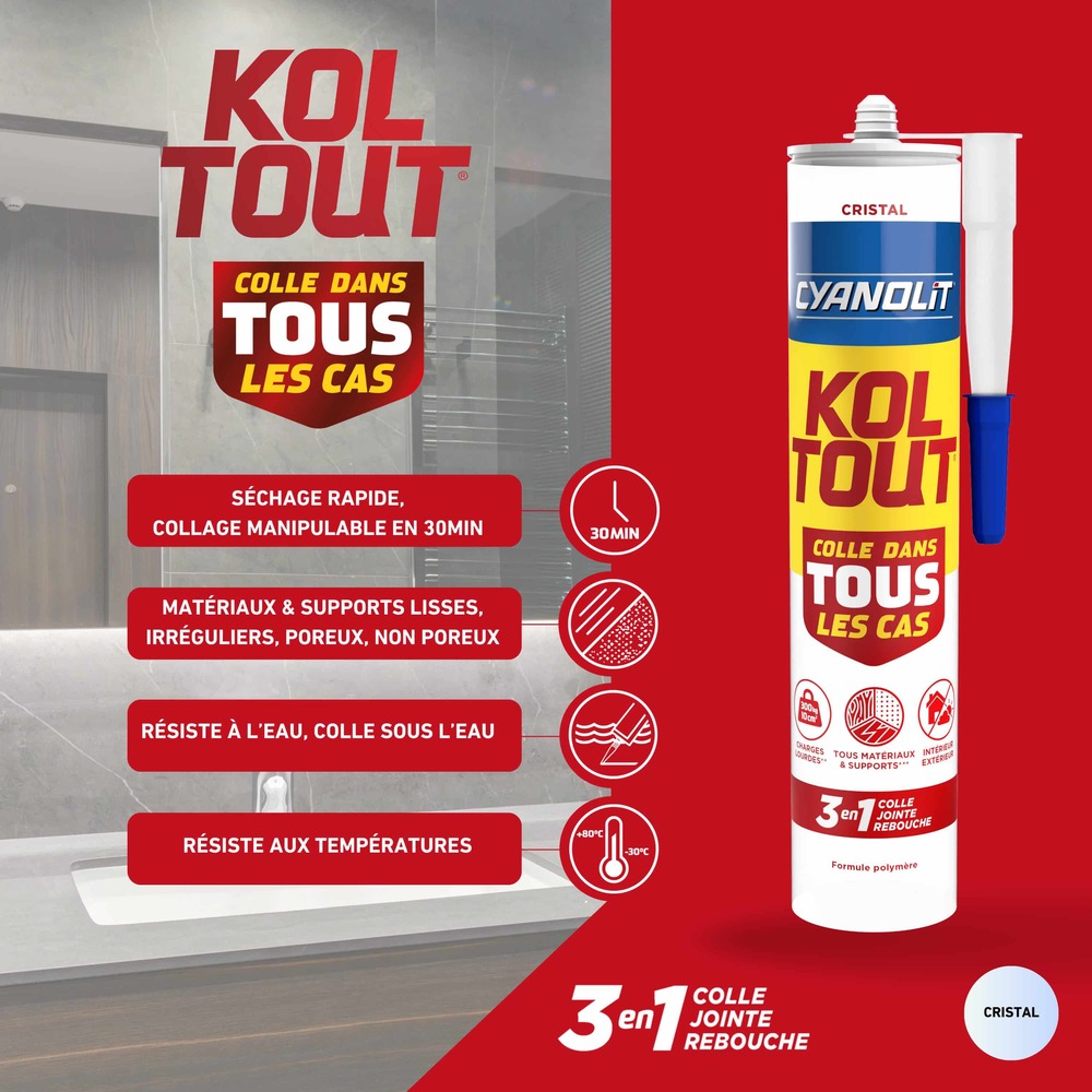 Koltout Colle Dans Tous Les Cas 3en1 Cristal