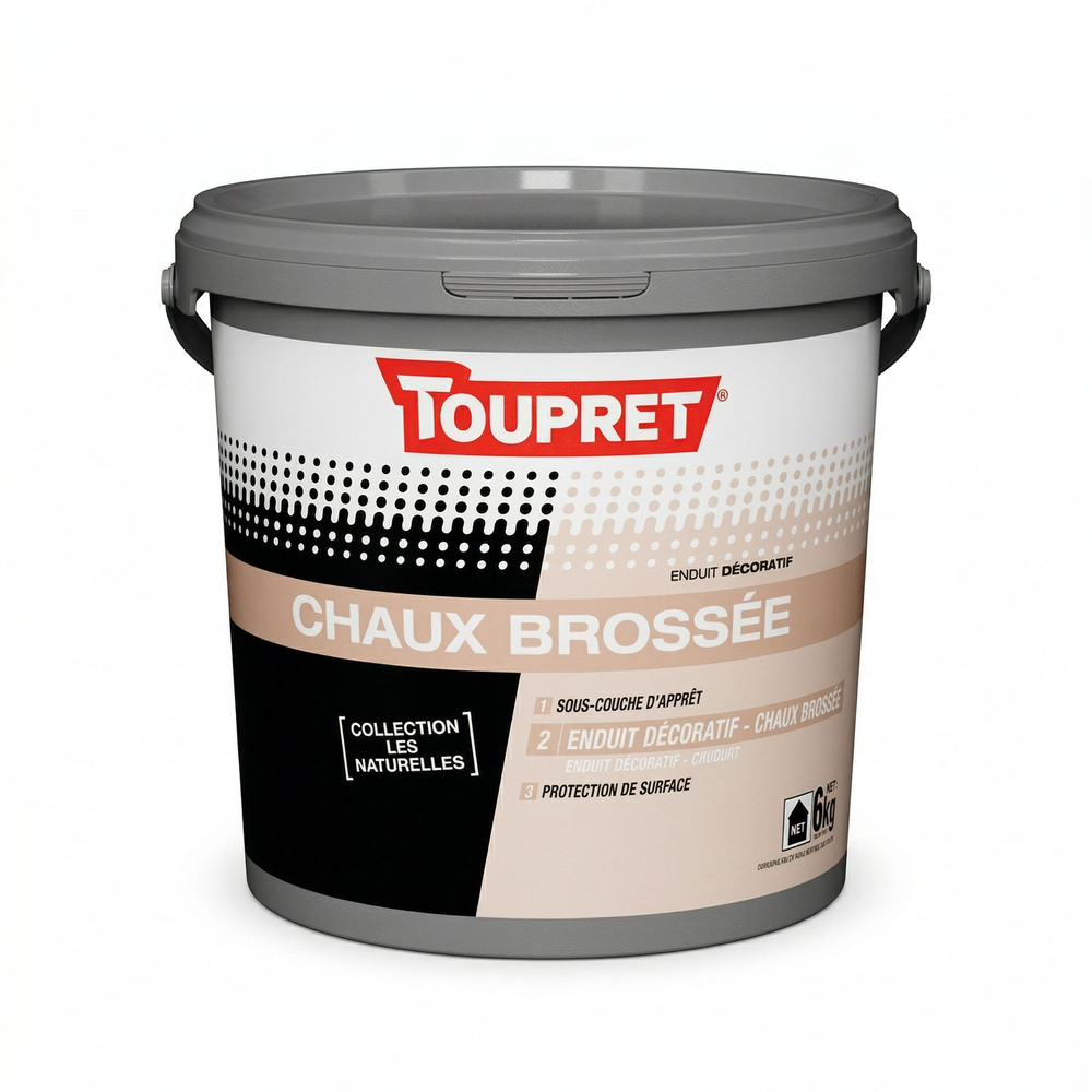 Enduit décoratif La Chaux Brossée 6 kg pour murs intérieurs avec rendu naturel et texture brossée